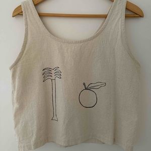 PO-EM Palma print tank top hand woven cotton
